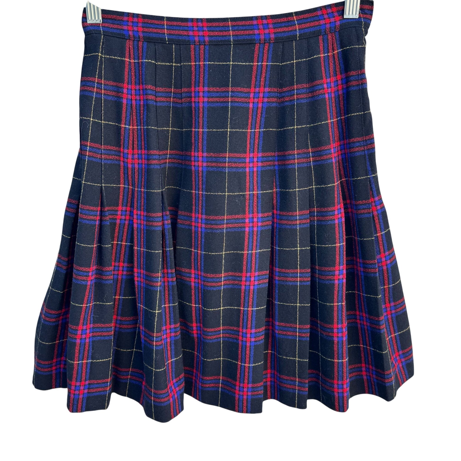 Lord & Taylor Vintage Womens Plaid Pleated Wool Cheerleader Mini Skirt Petite 4