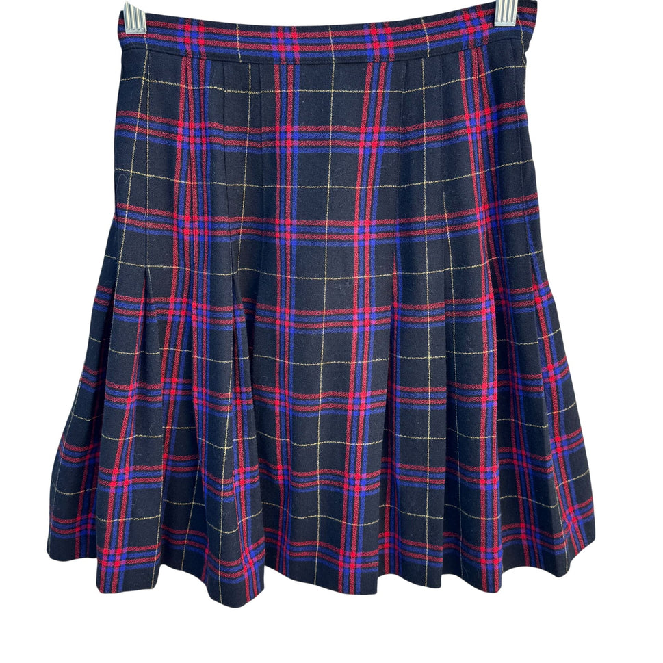 Lord & Taylor Vintage Womens Plaid Pleated Wool Cheerleader Mini Skirt Petite 4