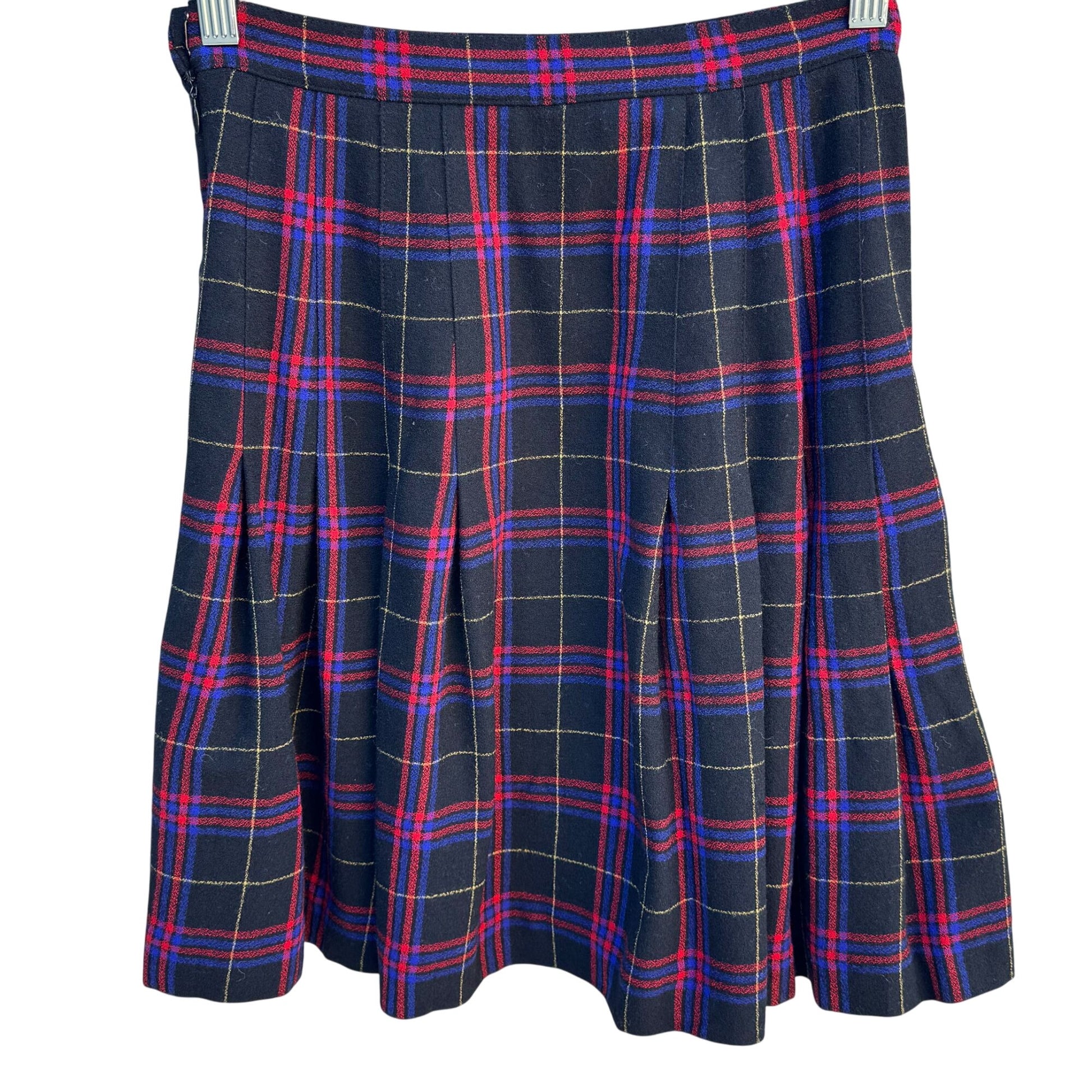 Lord & Taylor Vintage Womens Plaid Pleated Wool Cheerleader Mini Skirt Petite 4