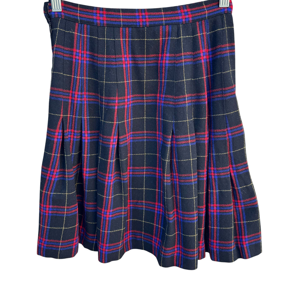 Lord & Taylor Vintage Womens Plaid Pleated Wool Cheerleader Mini Skirt Petite 4