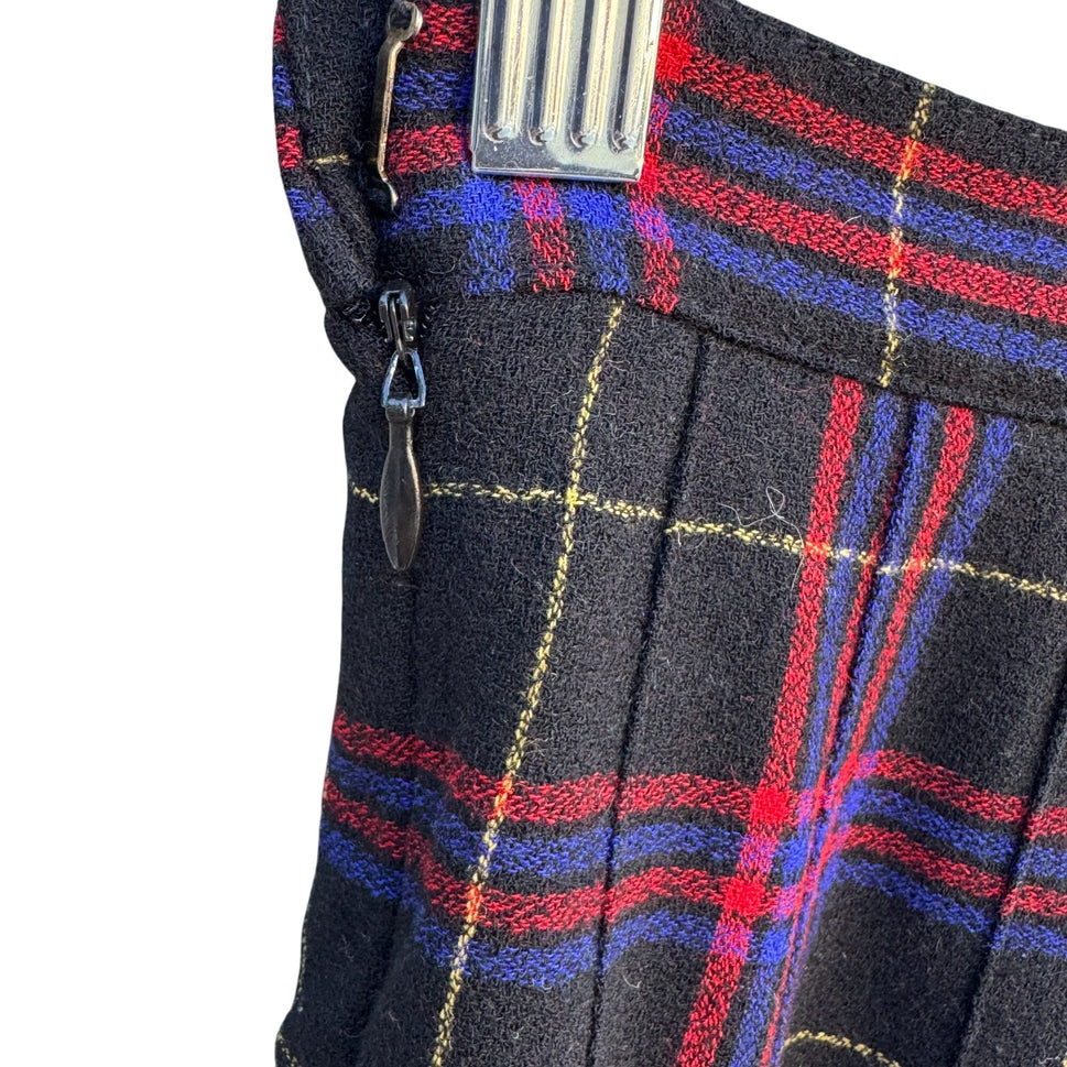 Lord & Taylor Vintage Womens Plaid Pleated Wool Cheerleader Mini Skirt Petite 4