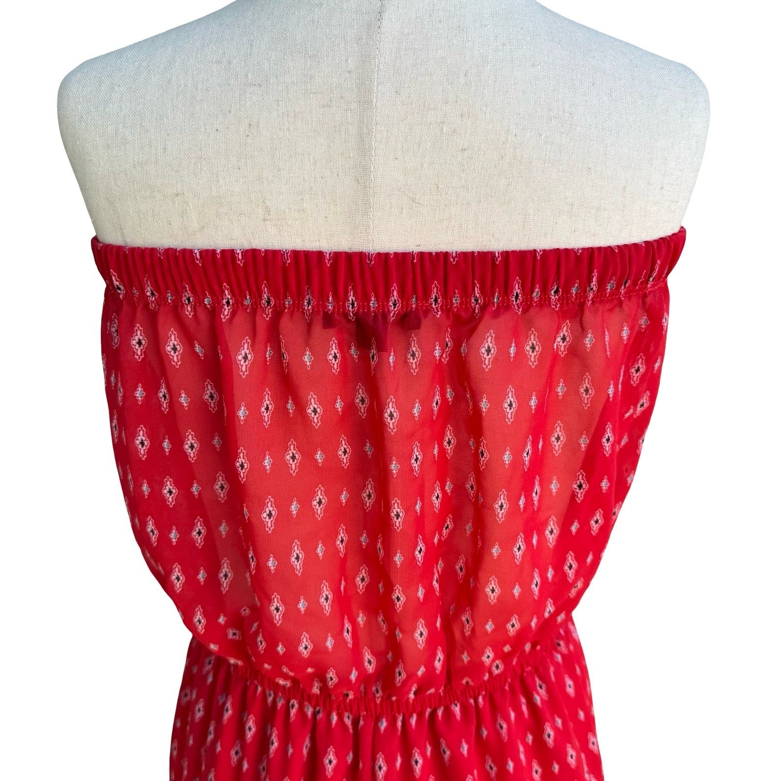 Iris Strapless Boho Festival Beach Resortwear Wide Leg Jumpsuit Red XL Summer