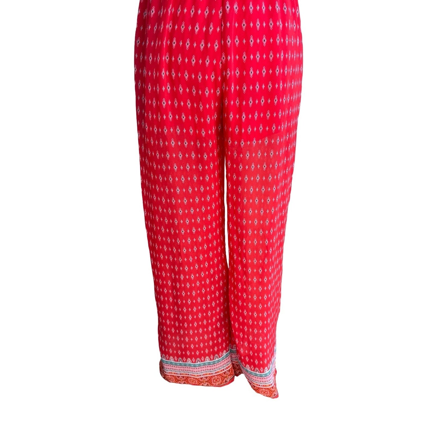 Iris Strapless Boho Festival Beach Resortwear Wide Leg Jumpsuit Red XL Summer