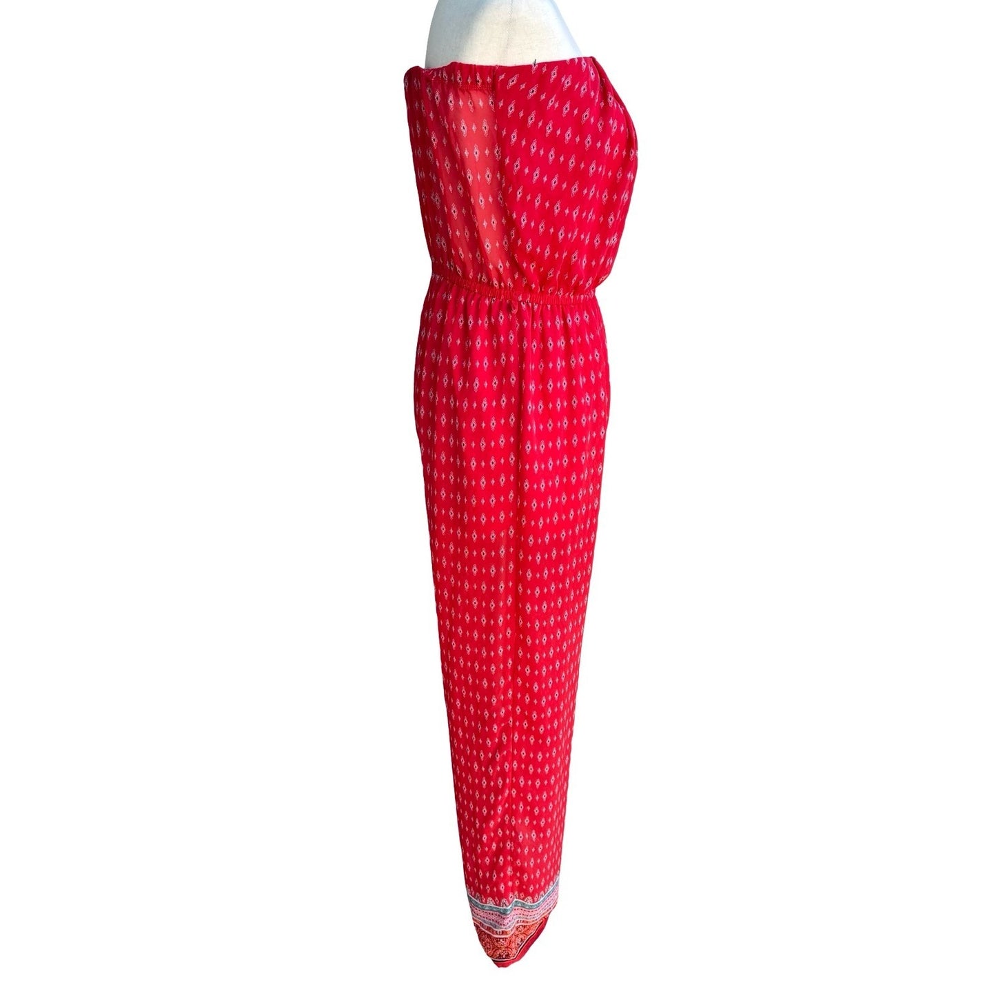 Iris Strapless Boho Festival Beach Resortwear Wide Leg Jumpsuit Red XL Summer
