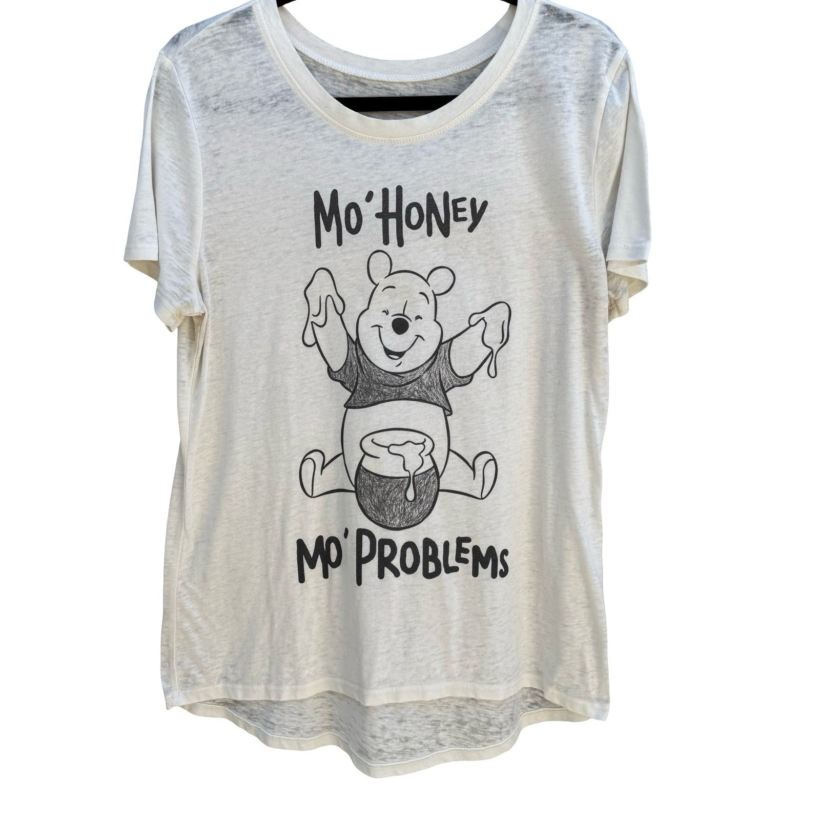 Disney Winnie the Pooh Mo Honey Mo Problems Graphic Burnout Shirt Hip Hop L