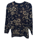 Switch Dana Scott Vintage Womens Metallic Black Gold Floral Knit Sweater M Glam Cottage 2 image