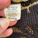 Switch Dana Scott Vintage Womens Metallic Black Gold Floral Knit Sweater M Glam Cottage 3 image