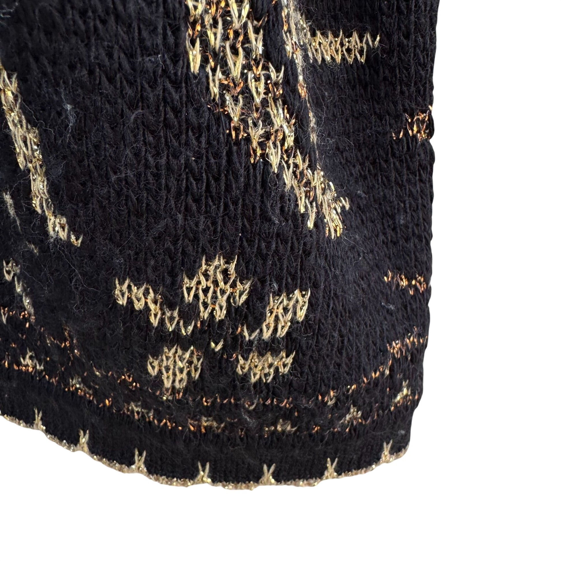 Dana Scott Vintage Womens Metallic Black Gold Floral Knit Sweater M Glam Cottage