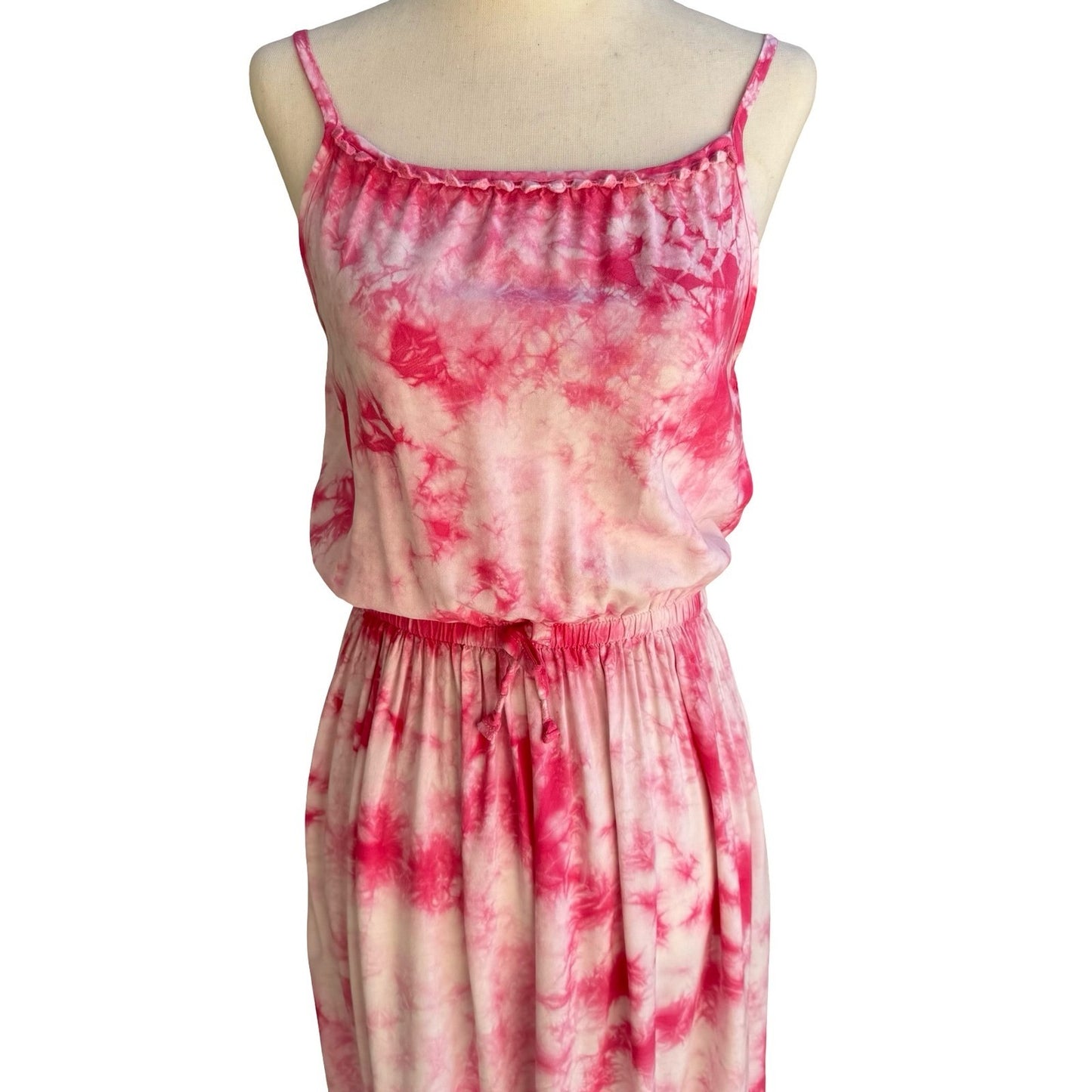 Cat & Jack Pink Tie Dye Maxi Dress Boho Beach Festival Airy Hippie Resortwear XL