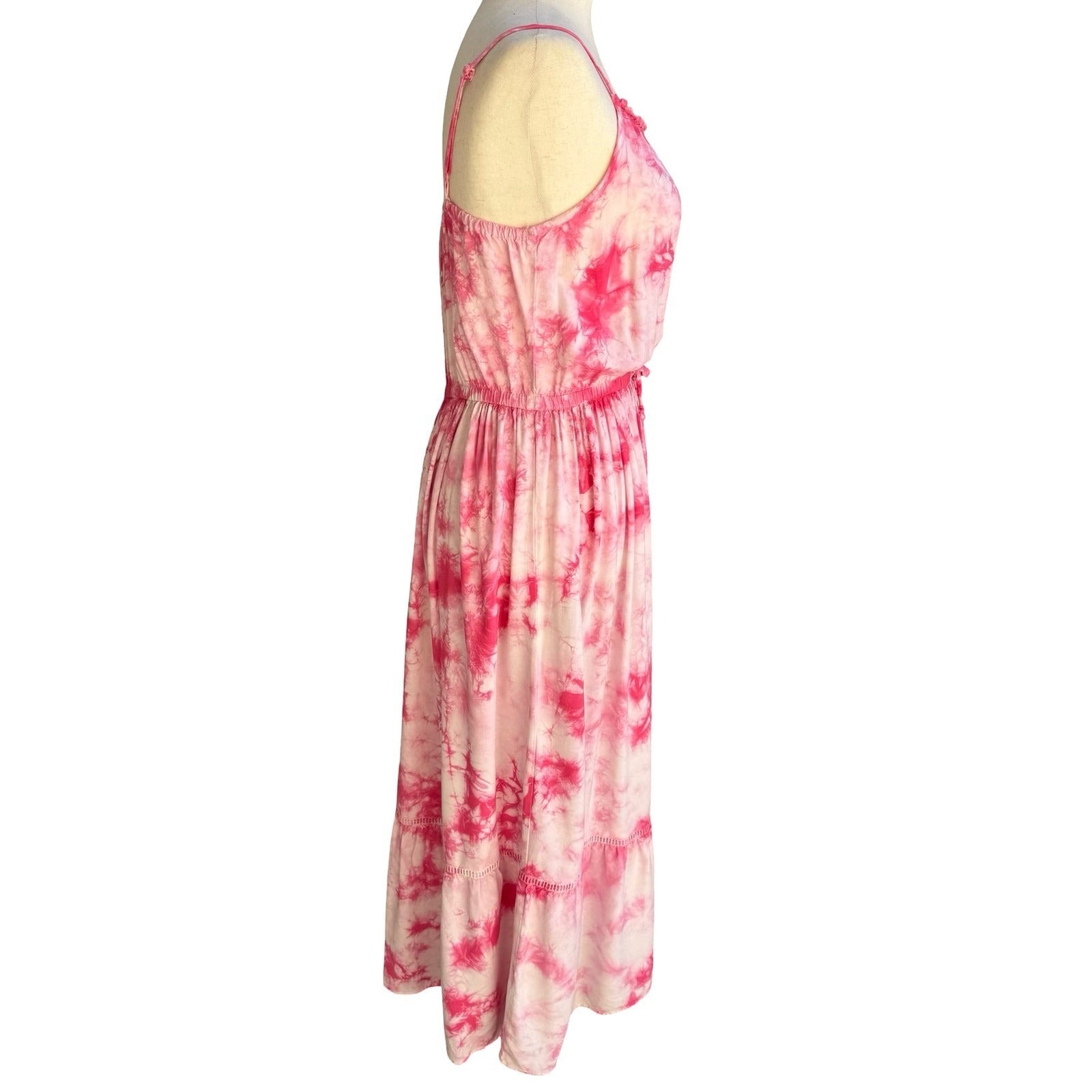 Cat & Jack Pink Tie Dye Maxi Dress Boho Beach Festival Airy Hippie Resortwear XL