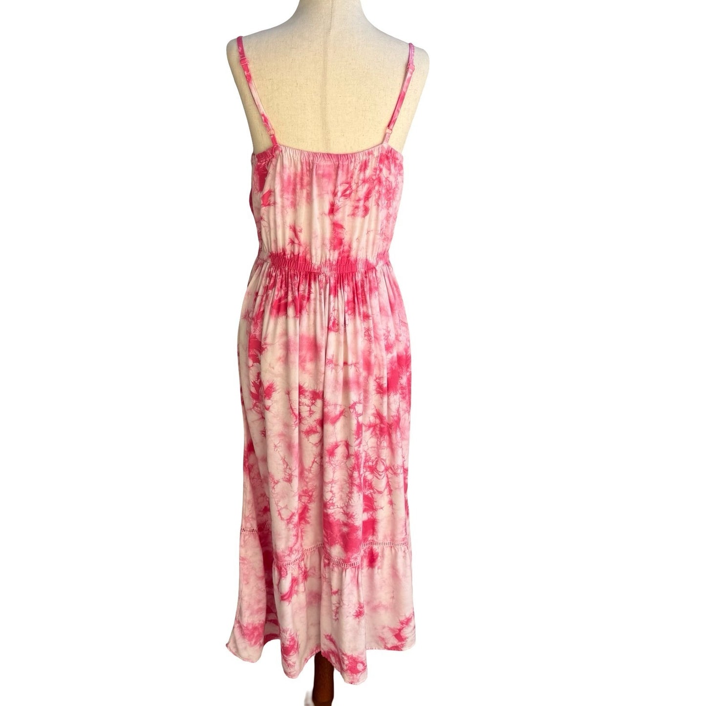 Cat & Jack Pink Tie Dye Maxi Dress Boho Beach Festival Airy Hippie Resortwear XL