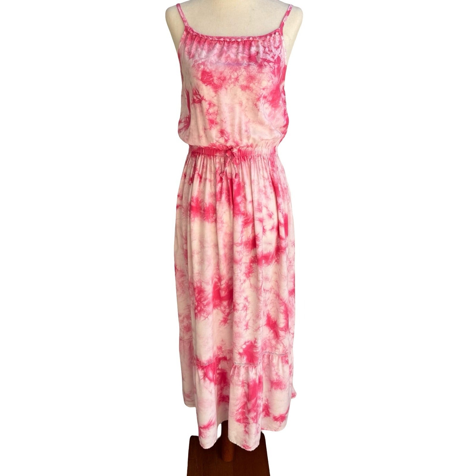 Cat & Jack Pink Tie Dye Maxi Dress Boho Beach Festival Airy Hippie Resortwear XL