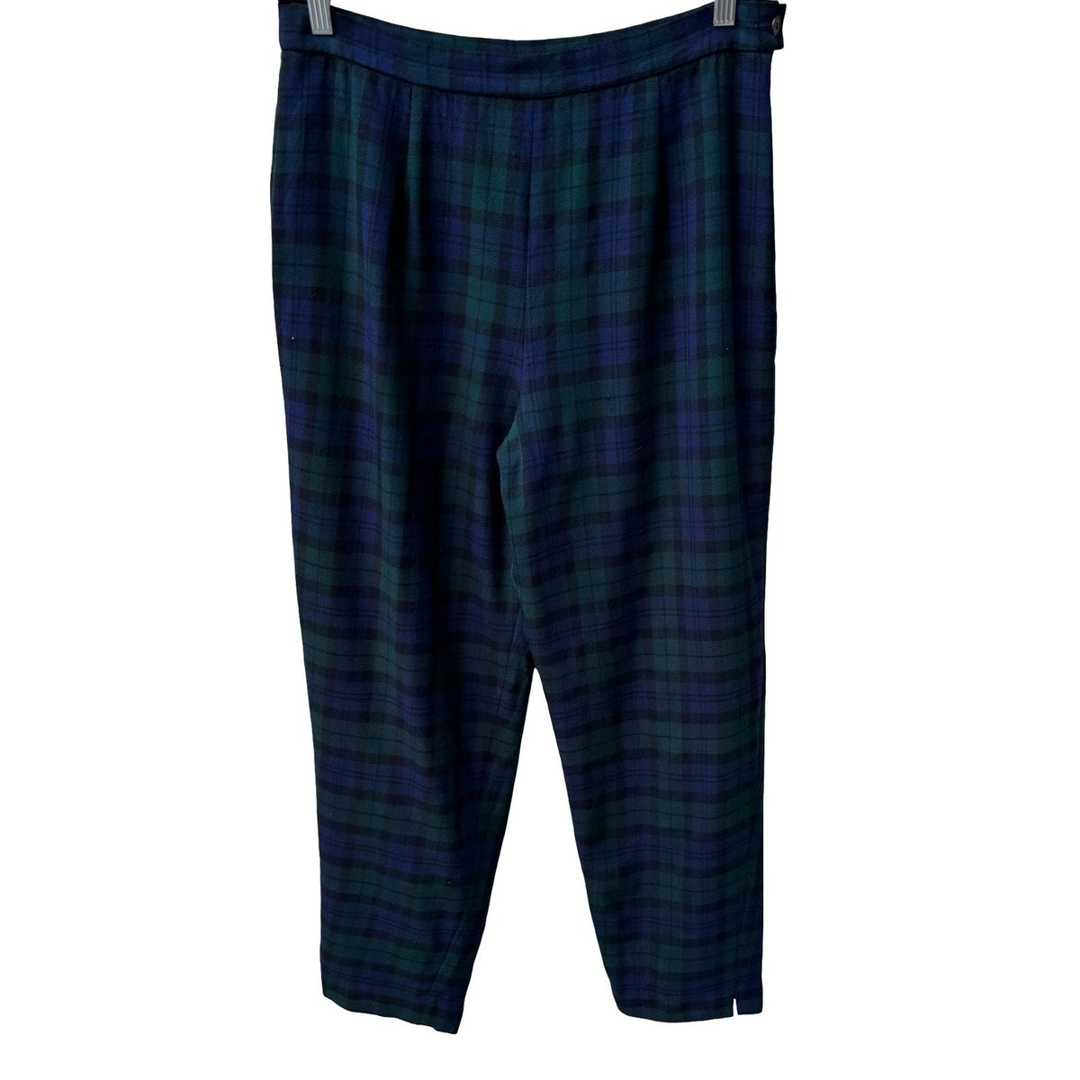 Pendleton Vintage Preppy Black Watch Plaid Wool Twee Tapered Trousers Blue 14