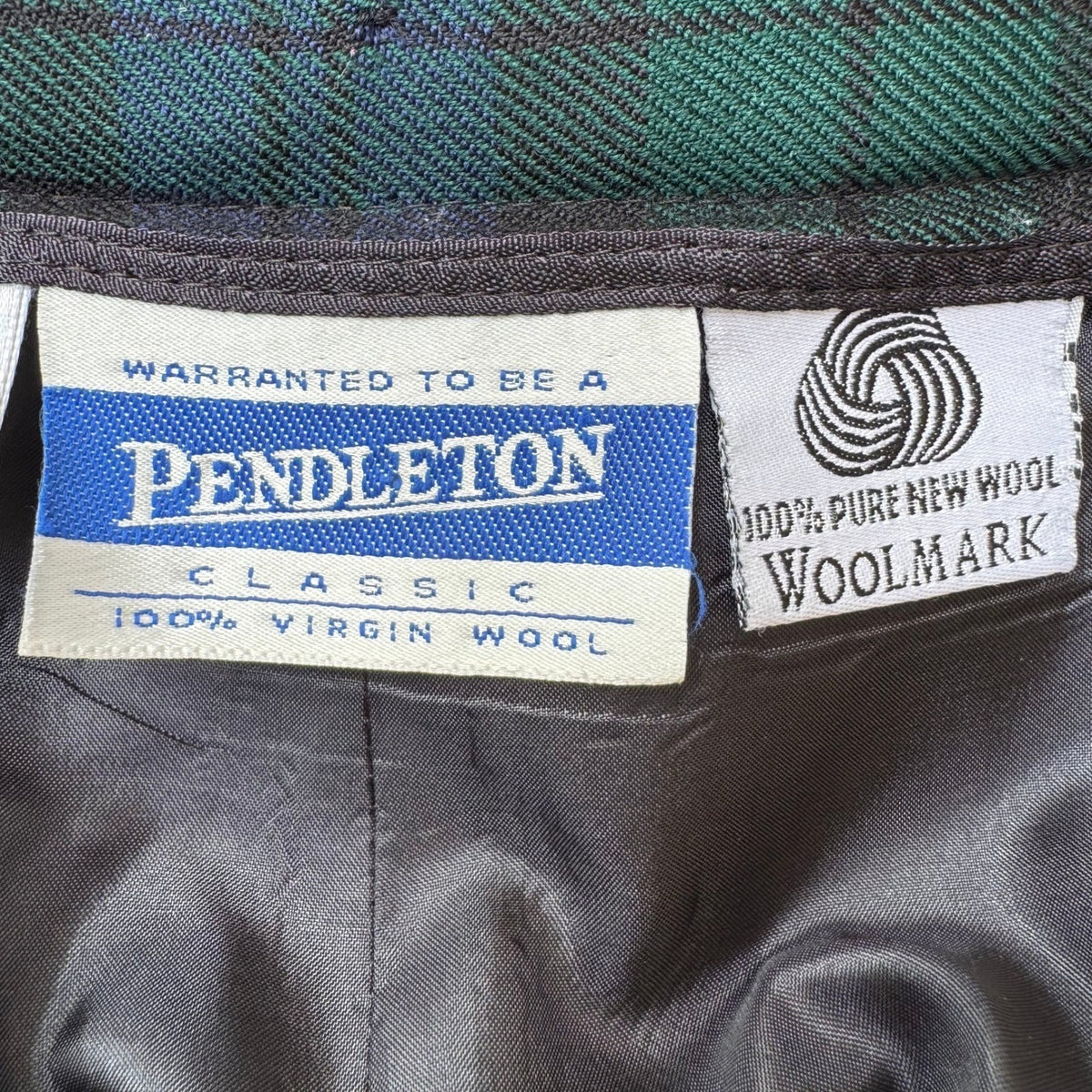 Pendleton Vintage Preppy Black Watch Plaid Wool Twee Tapered Trousers Blue 14