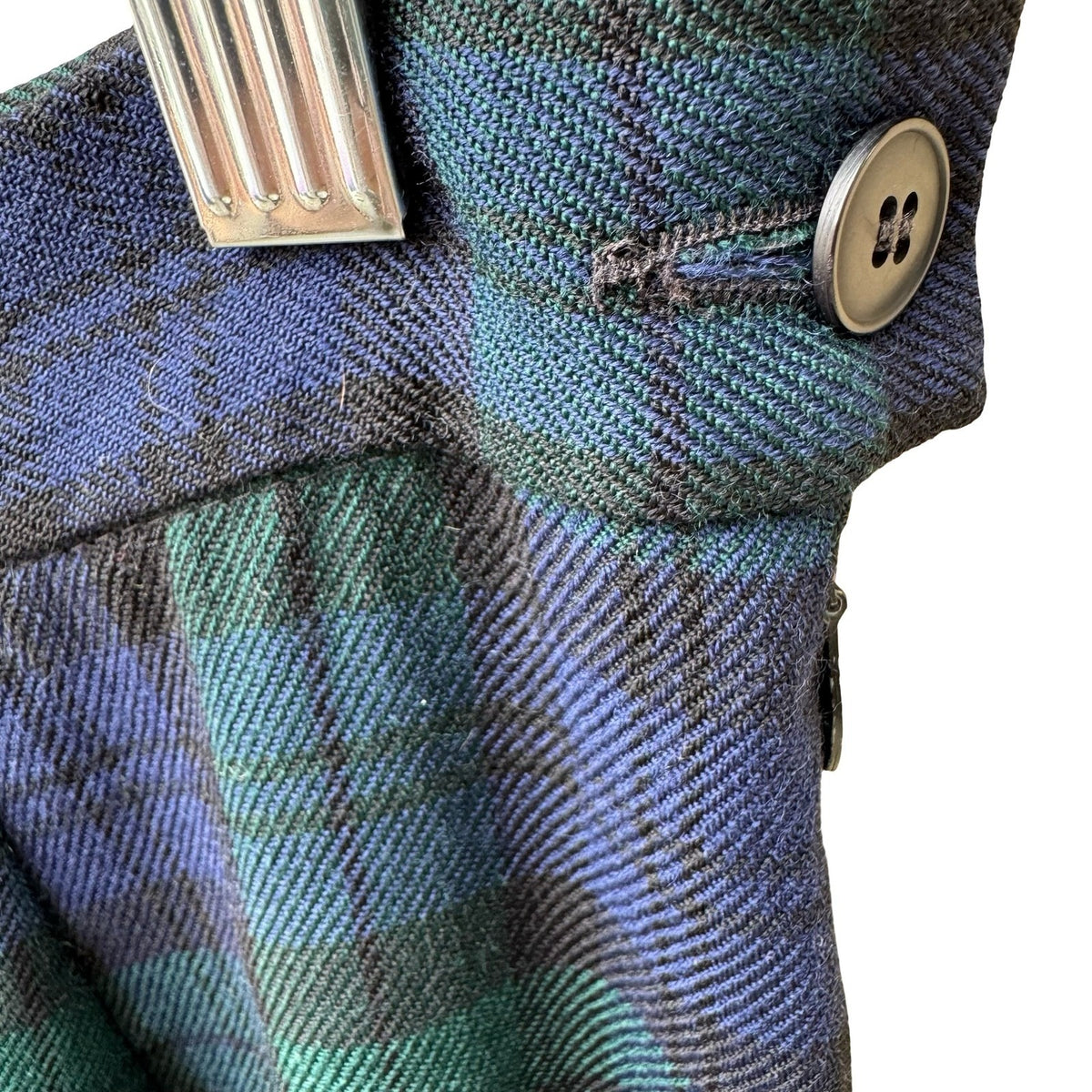 Pendleton Vintage Preppy Black Watch Plaid Wool Twee Tapered Trousers Blue 14