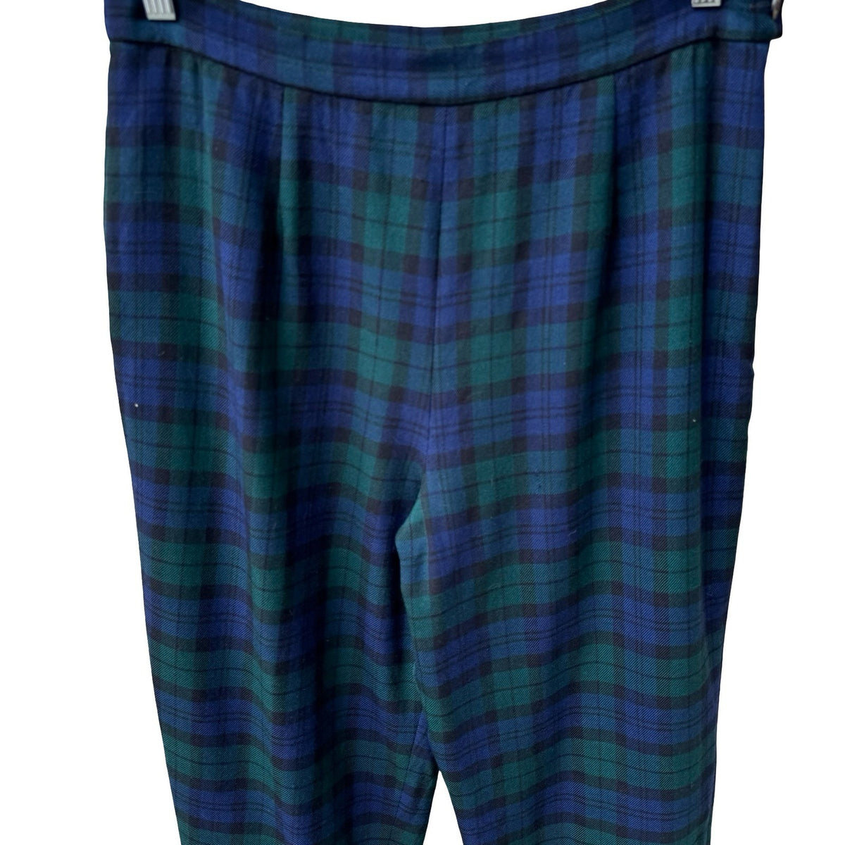 Pendleton Vintage Preppy Black Watch Plaid Wool Twee Tapered Trousers Blue 14