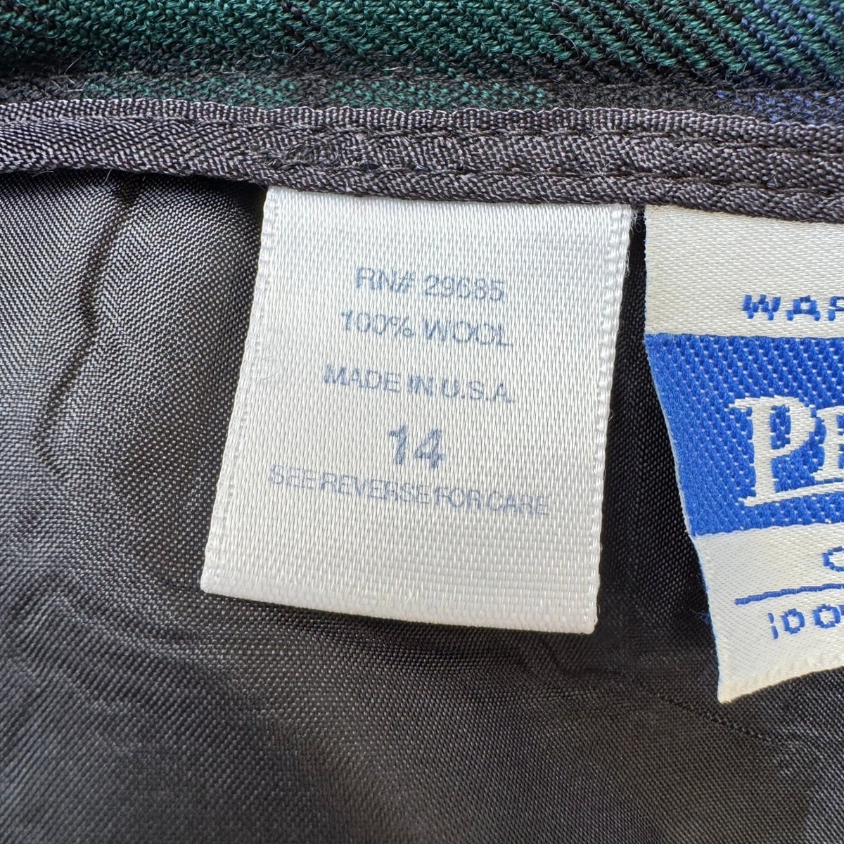 Pendleton Vintage Preppy Black Watch Plaid Wool Twee Tapered Trousers Blue 14
