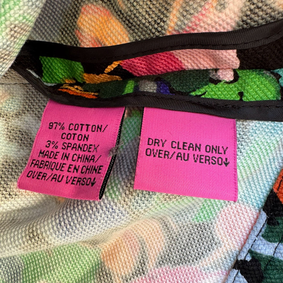 Diva Dana Buchman Vintage Womens Cropped Boho Floral Stretch Long Sleeve Jacket L