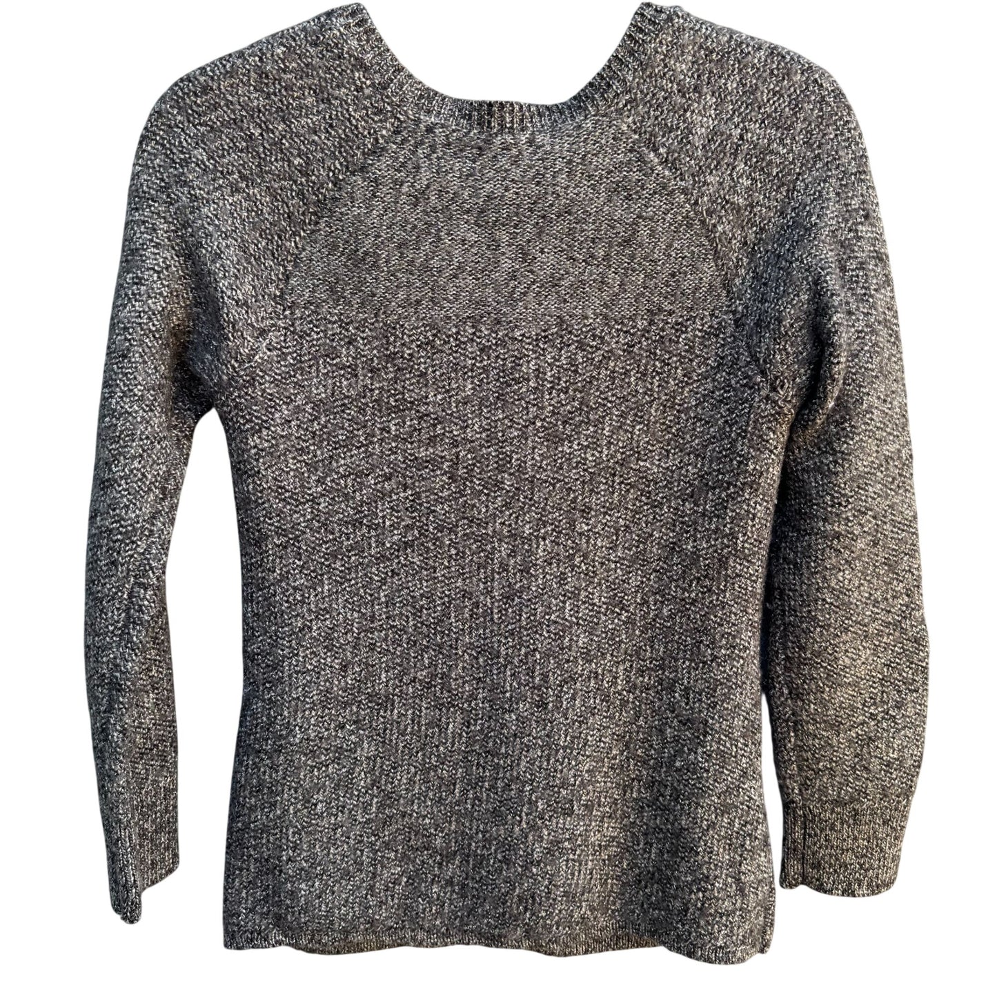 Womens Vintage Brown Wool Metallic Knit Button-Up Cardigan Sweater With Pockets