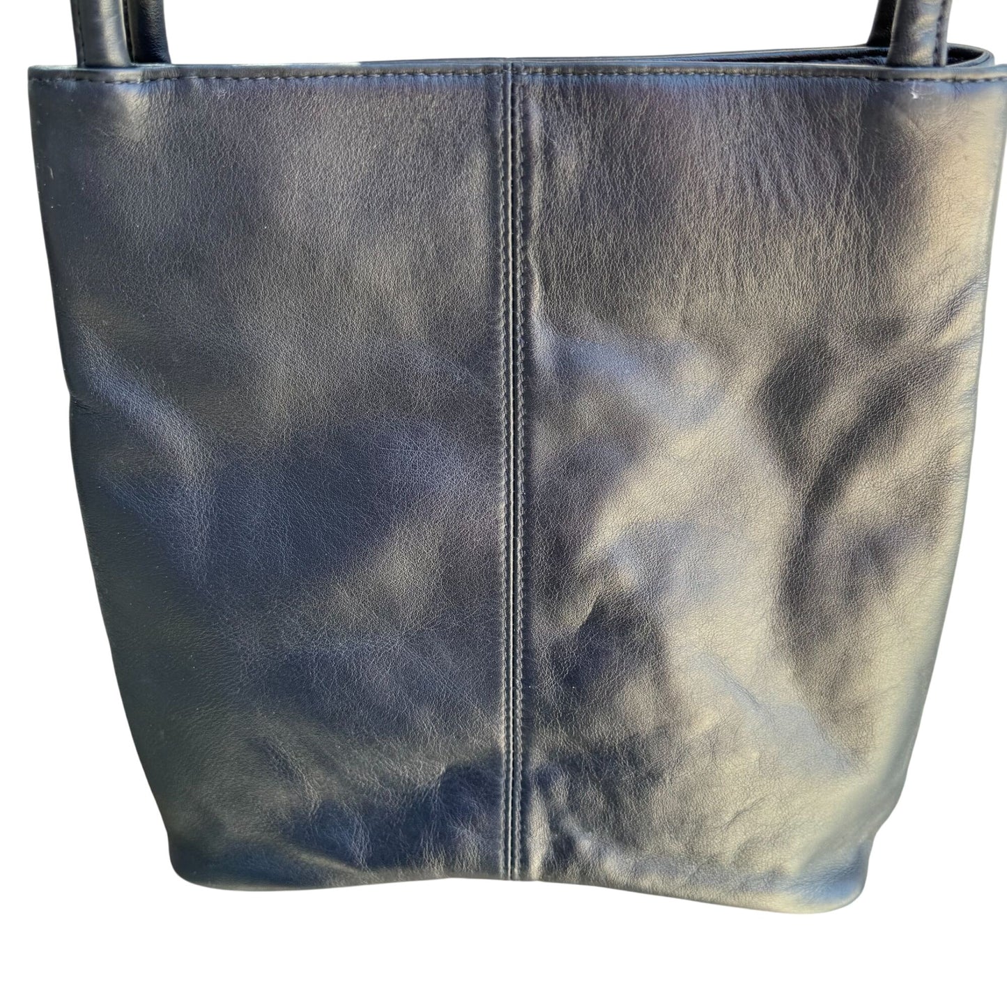 Giani Bernini Womens Navy Leather Dual Shoulder Strap Magnetic Closure Handbag