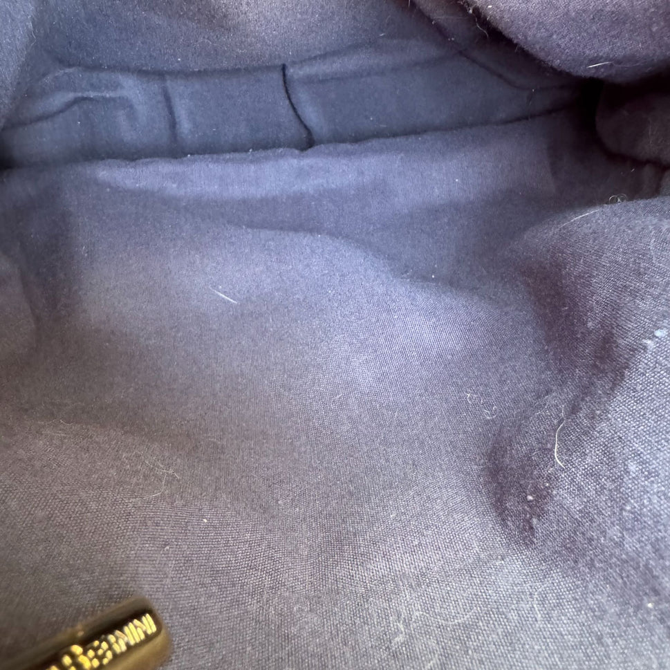 Giani Bernini Womens Navy Leather Dual Shoulder Strap Magnetic Closure Handbag