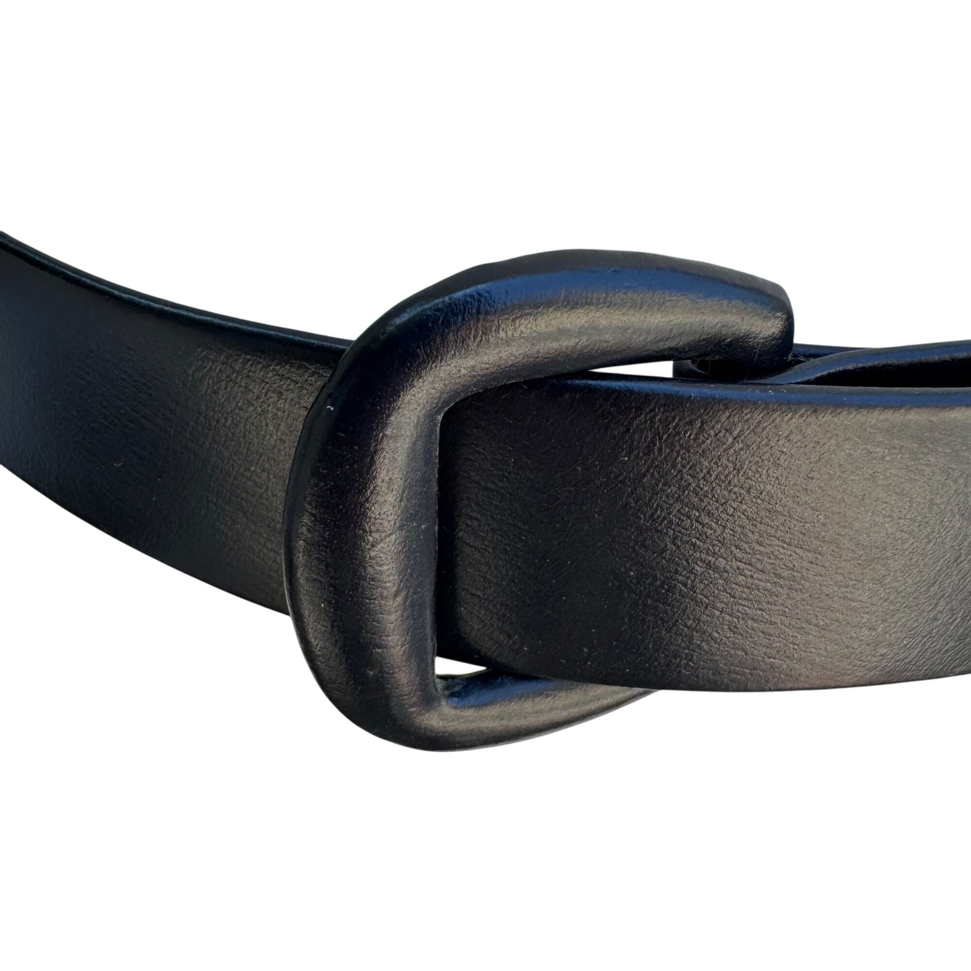 Calderon Vintage Womens Black Oval Buckle 7912 Classic Design Leather Belt 30