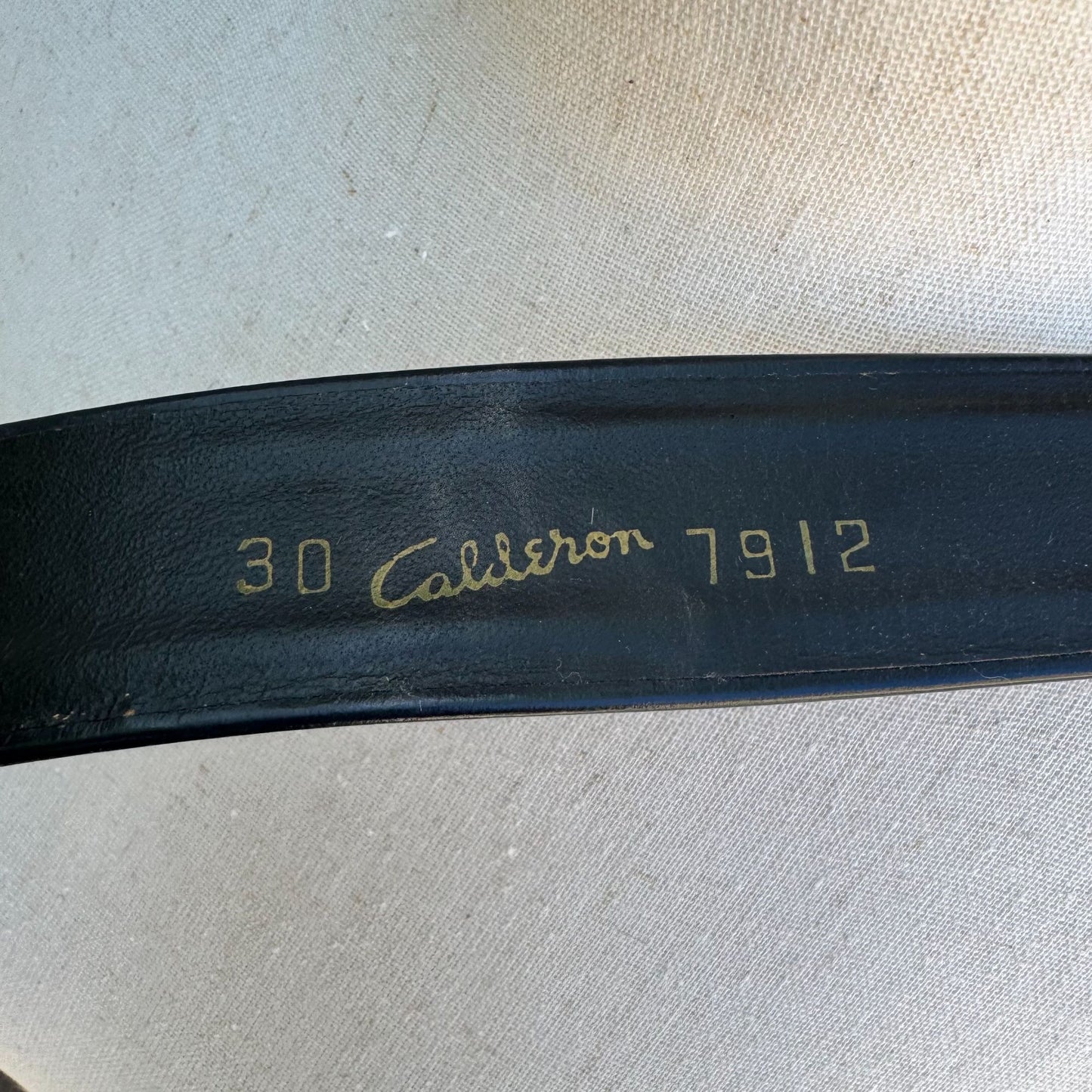 Calderon Vintage Womens Black Oval Buckle 7912 Classic Design Leather Belt 30