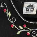 Switch Storybook Knits Embroidered Floral Black Tank Top Ramie &amp; Cotton Blend Ladies M 3 image