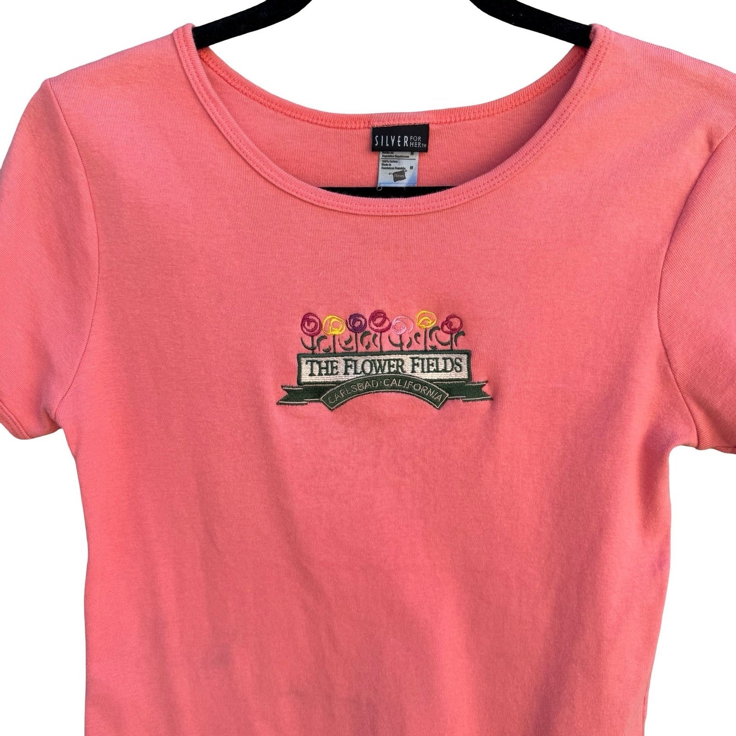 Silver for Her Hanes Y2K Babydoll Flower Fields Carlsbad CA Pink Graphic Tee M