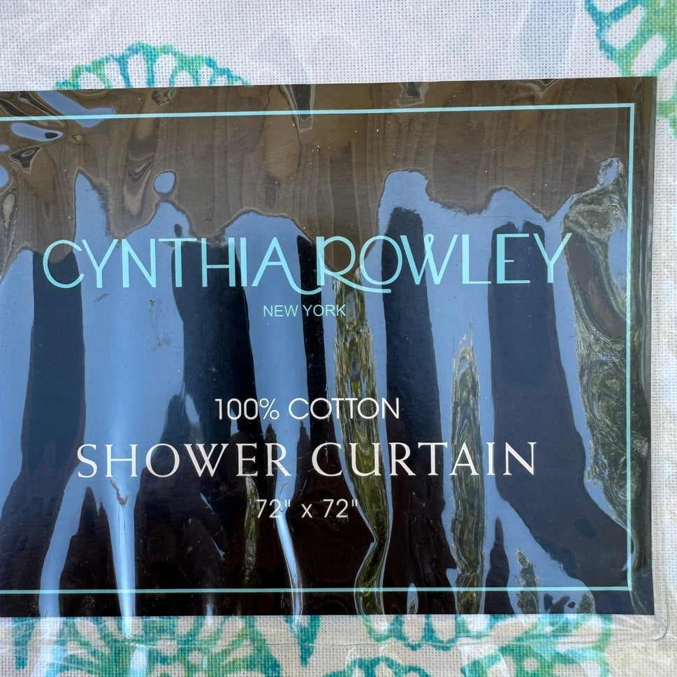 Cynthia Rowley Damask Shabby Chic Paisley 100% Cotton Shower Curtain 72x72 NEW