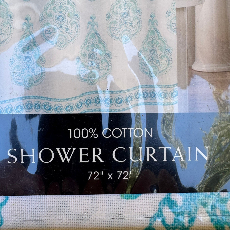 Cynthia Rowley Damask Shabby Chic Paisley 100% Cotton Shower Curtain 72x72 NEW