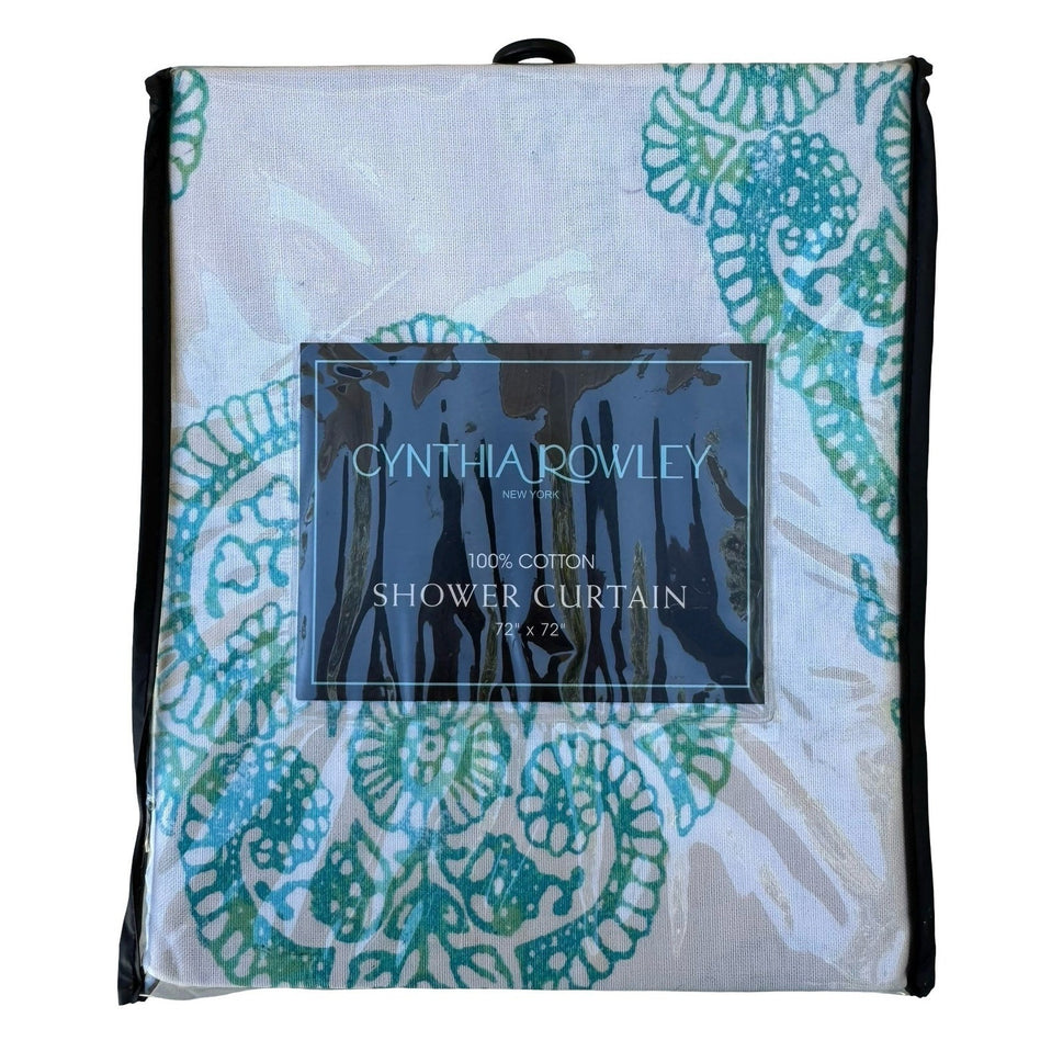 Cynthia Rowley Damask Shabby Chic Paisley 100% Cotton Shower Curtain 72x72 NEW