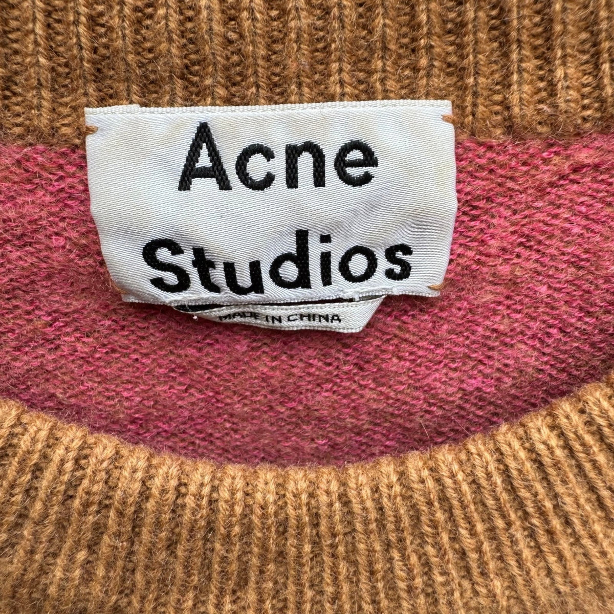 Acne Studios Cashmere Scandi Minimalist Quiet Luxury Contrast Cuffed Sweater L