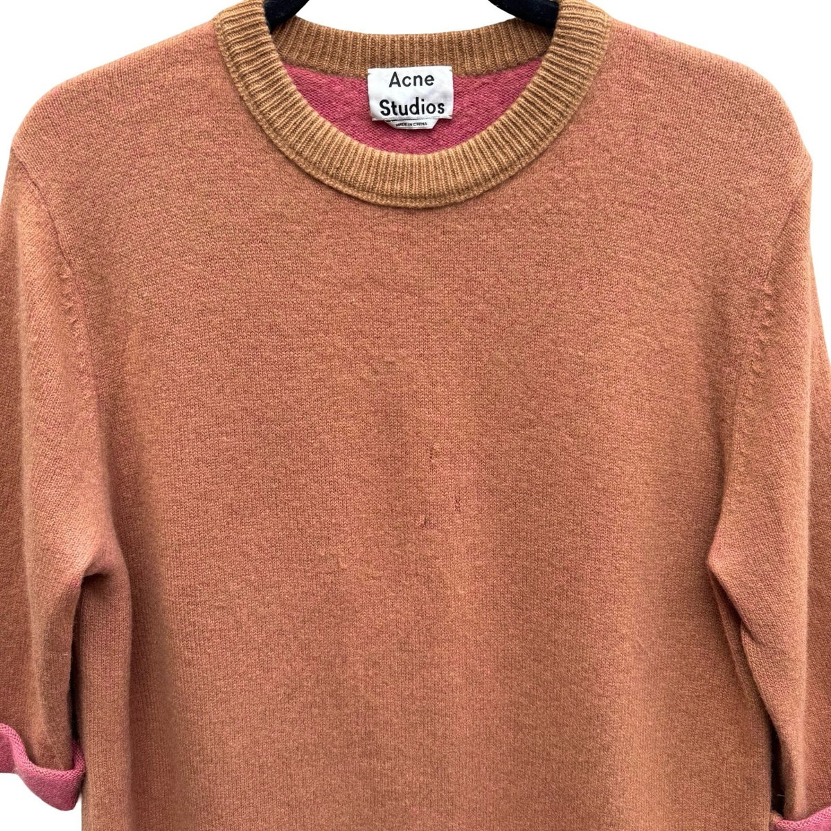 Acne Studios Cashmere Scandi Minimalist Quiet Luxury Contrast Cuffed Sweater L