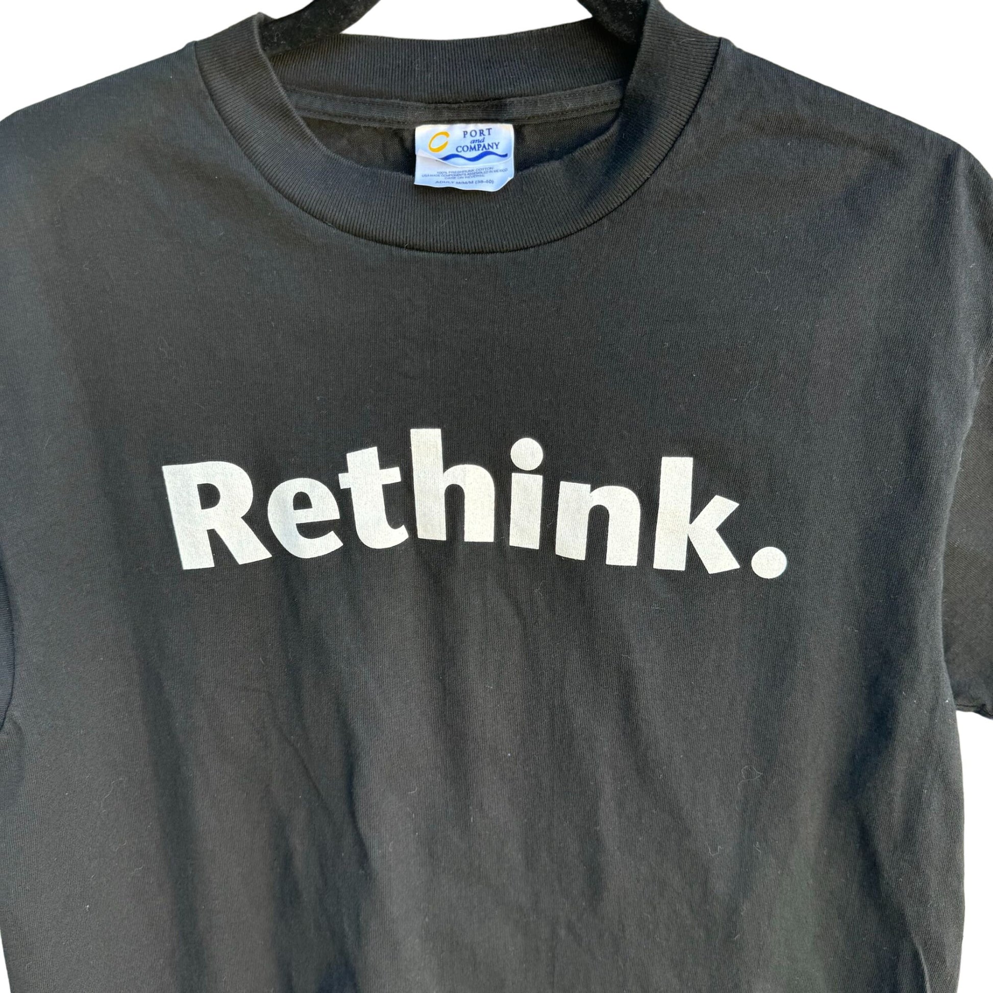 Rethink WaMu Logo Black Short Sleeve Port & Company Adult Cotton Tee Shirt - M