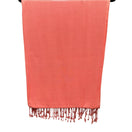 Switch Coral Pink Pashmina Wrap Scarf Fringe Shawl Solid Twill Weave Soft Evening Stole 3 image