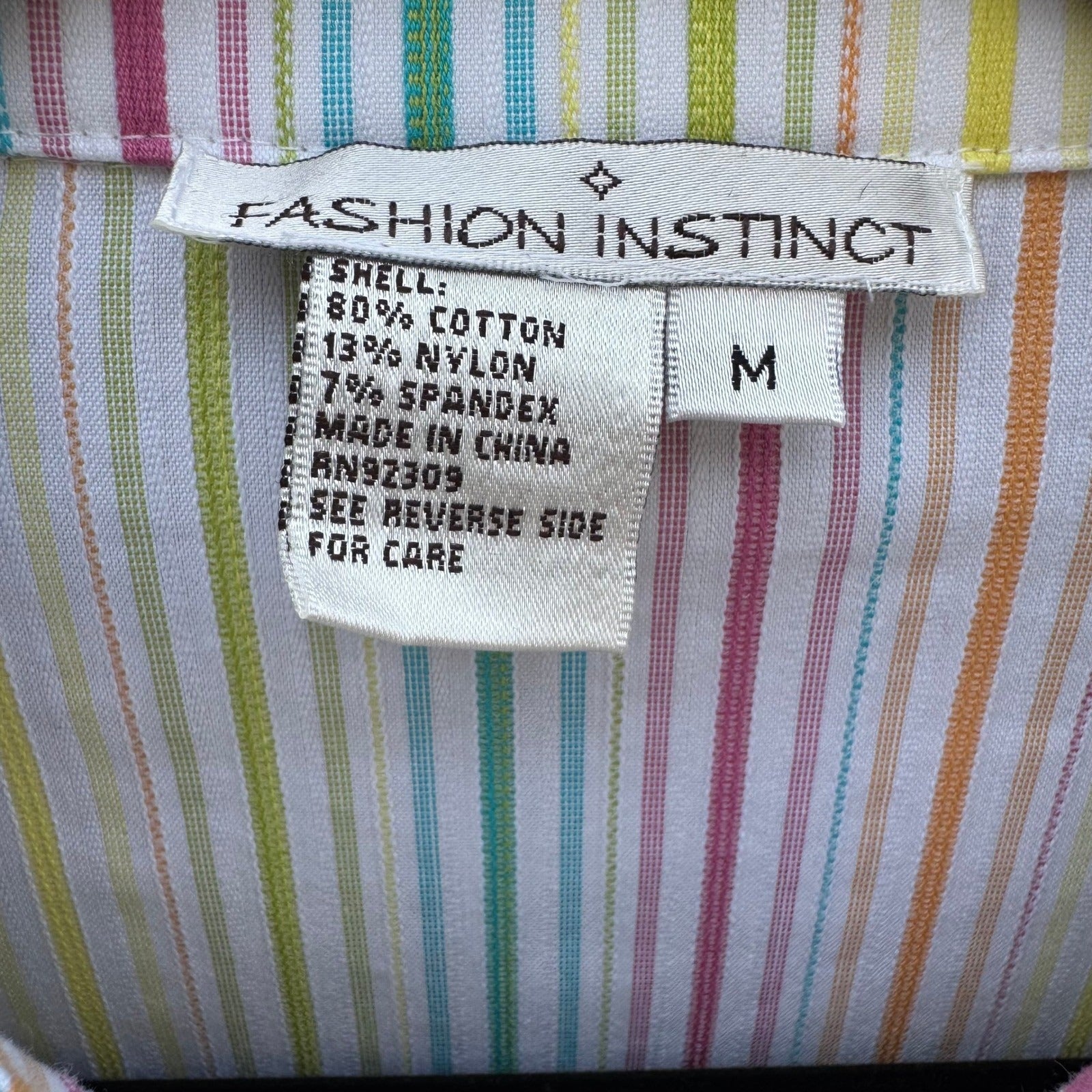 Fashion Instinct Womens Multicolor Striped Button Down Shirt KP-305 New Size M