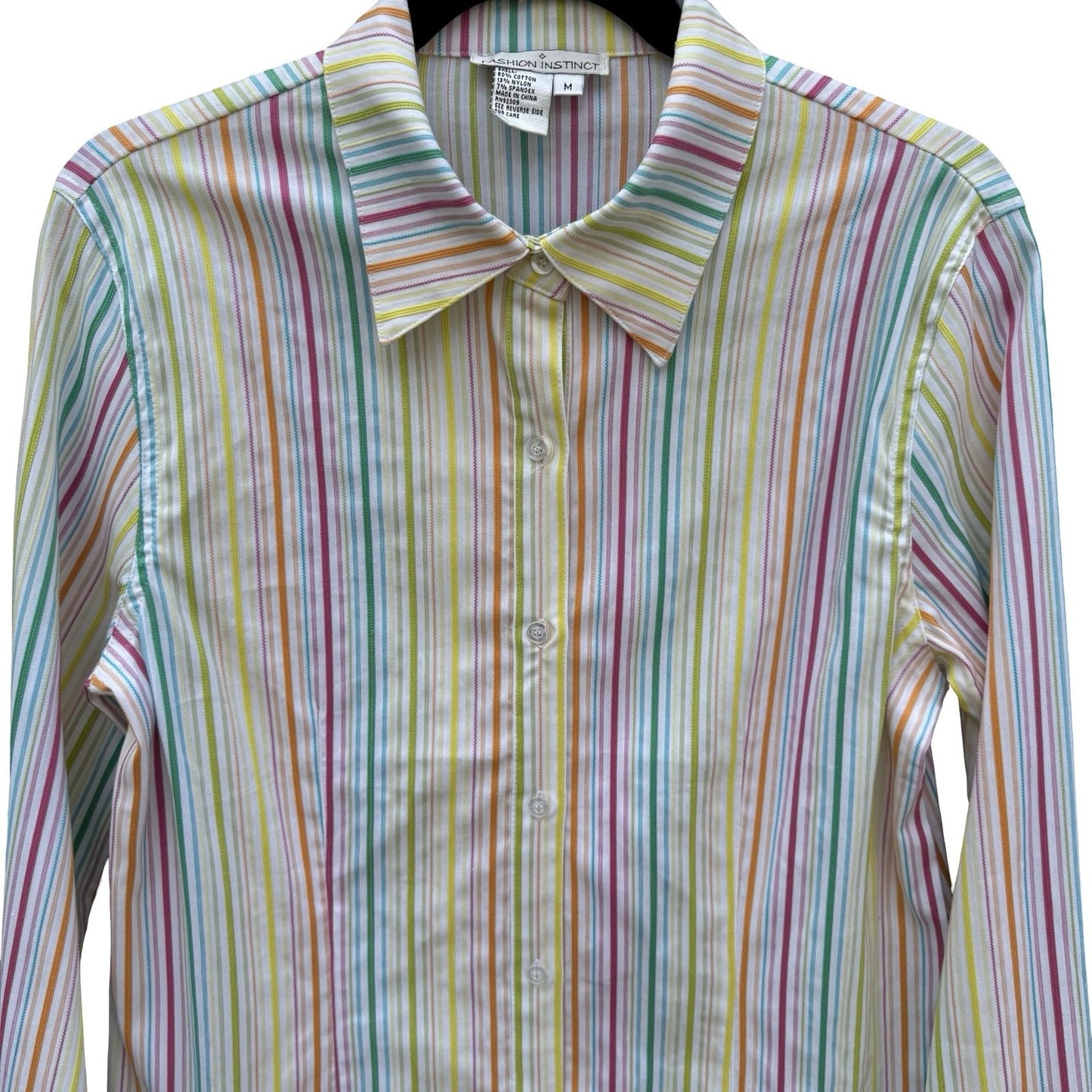 Fashion Instinct Womens Multicolor Striped Button Down Shirt KP-305 New Size M
