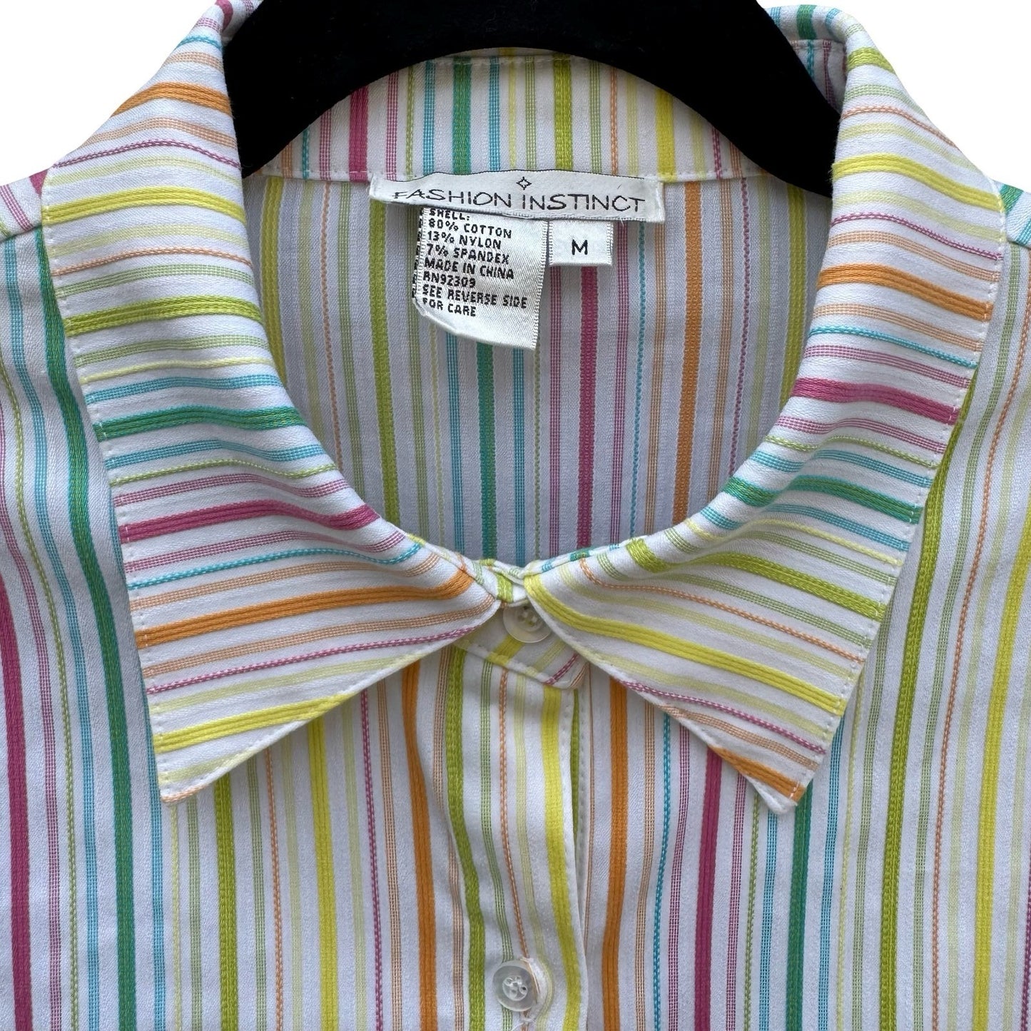 Fashion Instinct Womens Multicolor Striped Button Down Shirt KP-305 New Size M