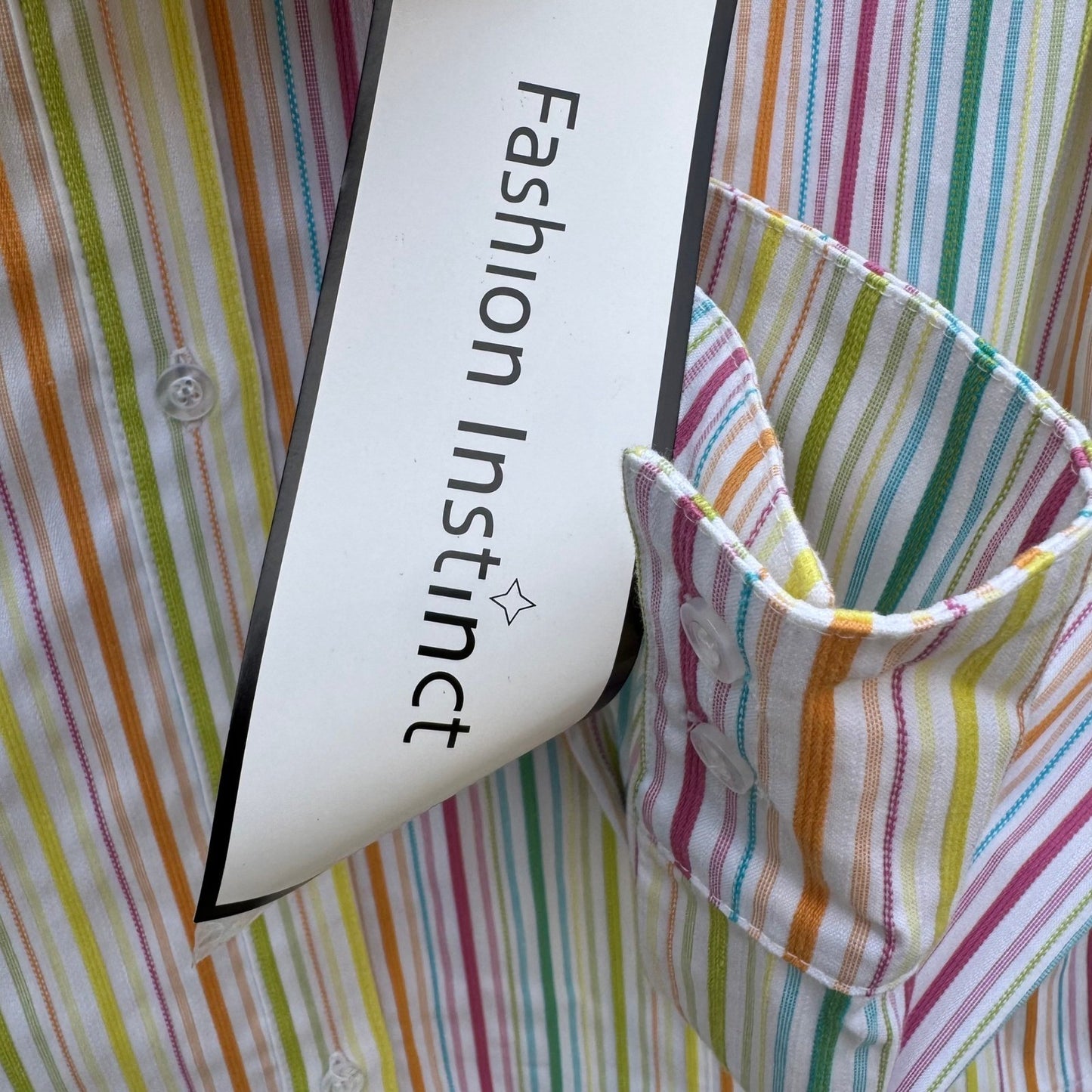 Fashion Instinct Womens Multicolor Striped Button Down Shirt KP-305 New Size M