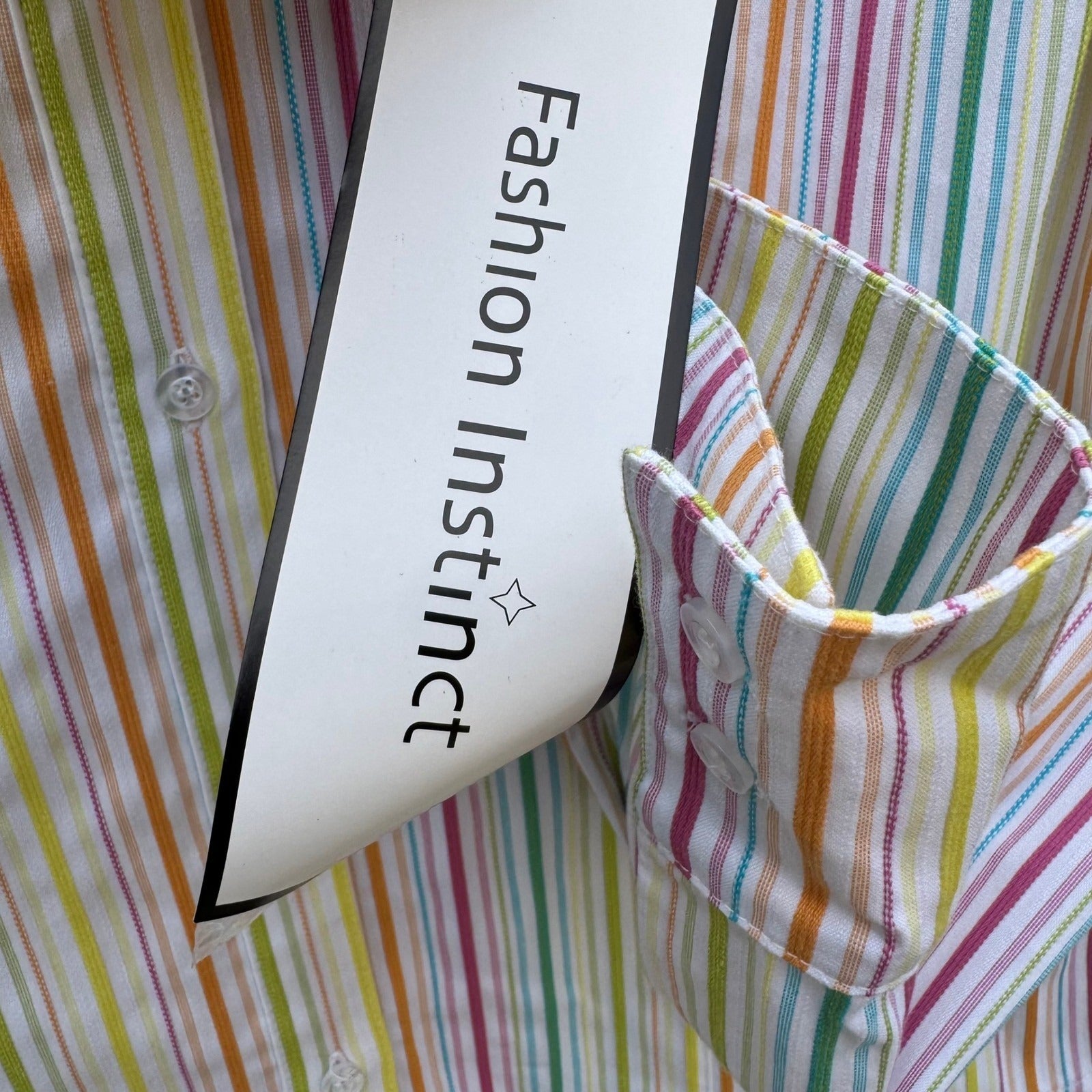 Fashion Instinct Womens Multicolor Striped Button Down Shirt KP-305 New Size M