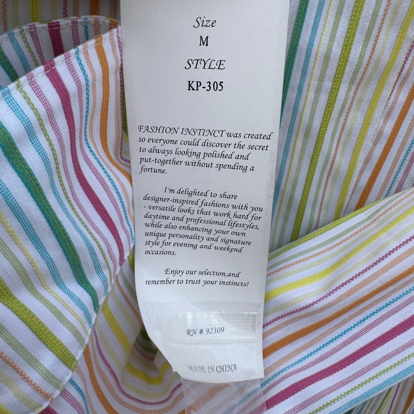 Fashion Instinct Womens Multicolor Striped Button Down Shirt KP-305 New Size M