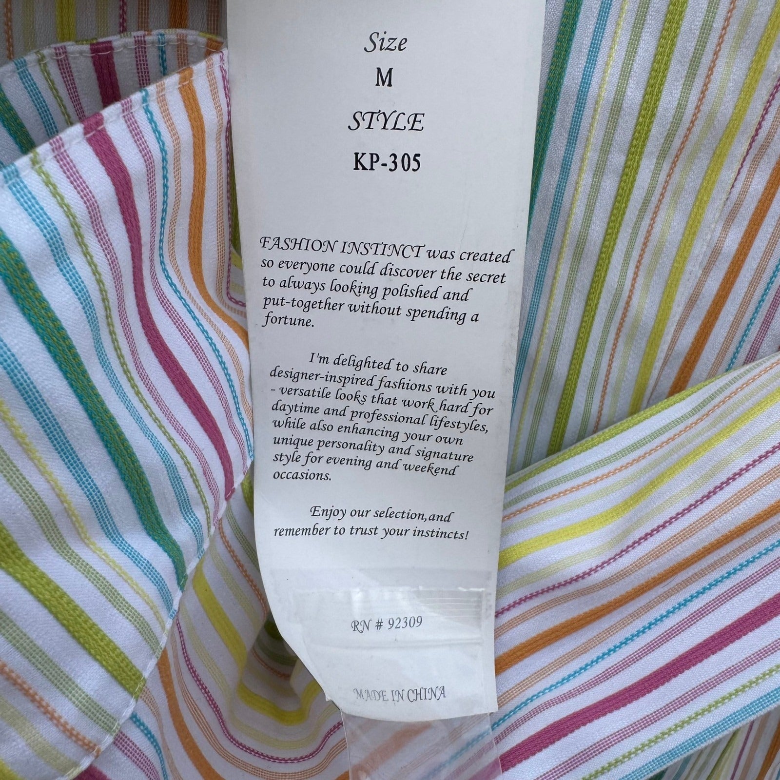 Fashion Instinct Womens Multicolor Striped Button Down Shirt KP-305 New Size M