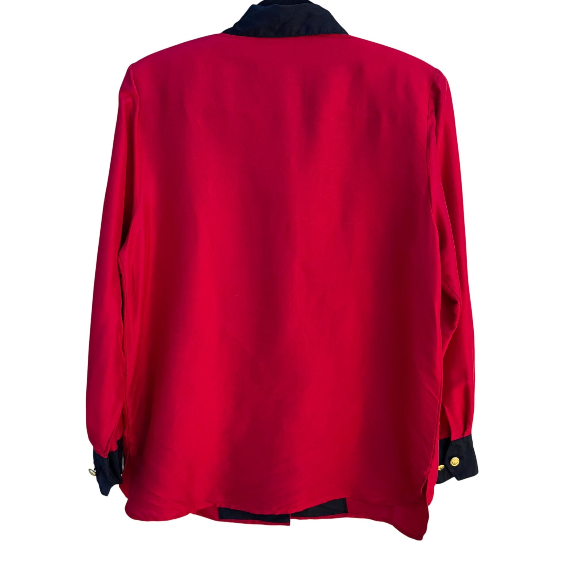 Bob Mackie Wearable Art Vintage Womens Embroidered Red Cat Print Silk Blouse S