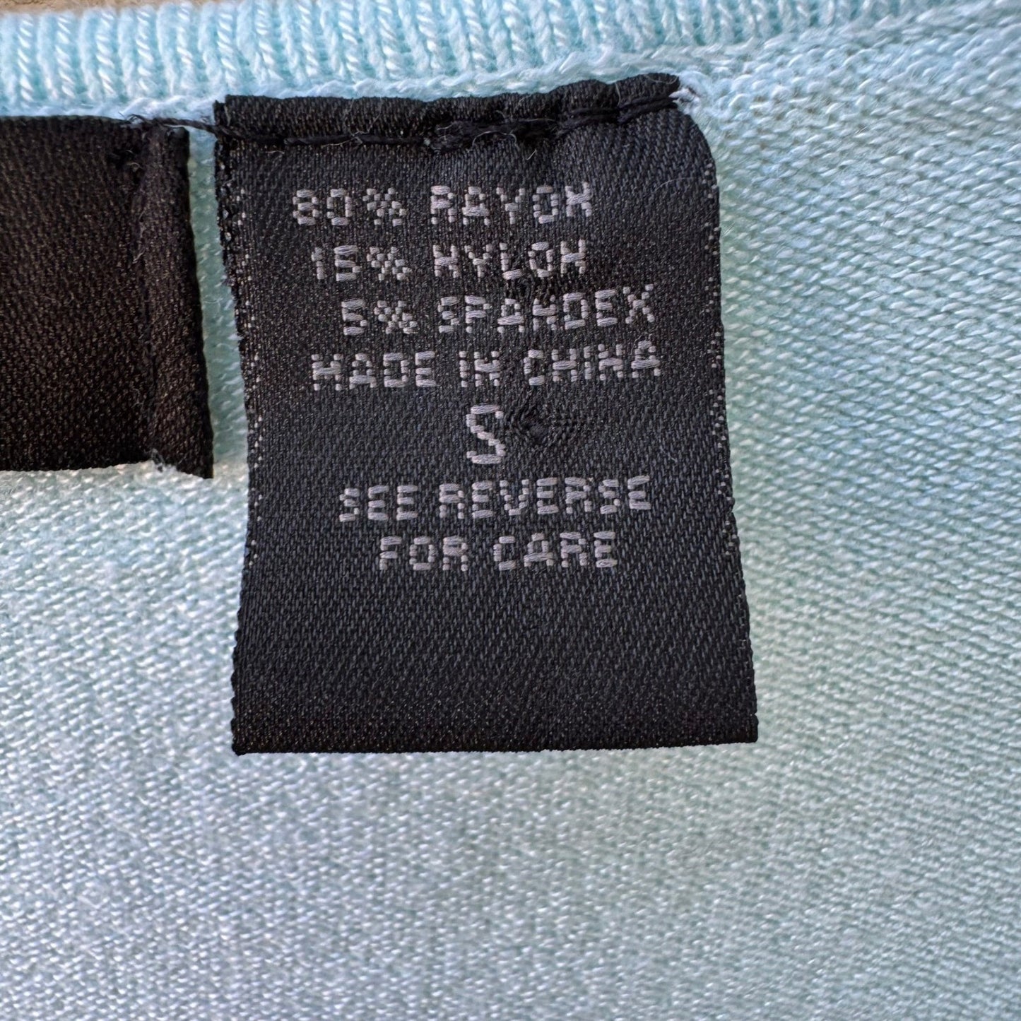 Express Y2K Pastel Blue Coastal Preppy Deep V-Neck Cap Sleeve Stretch Knit Top S