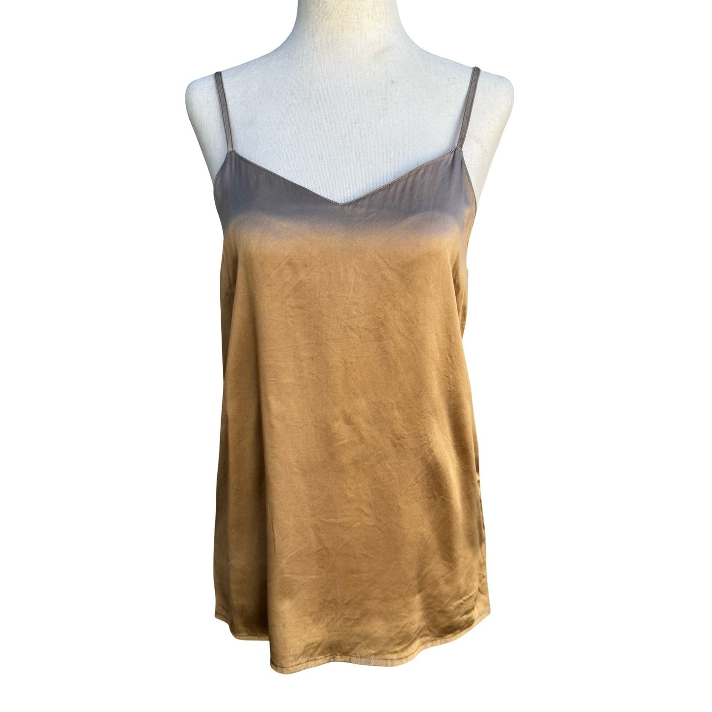 Andrea Jovine Vintage 90s Y2K Womens Bronze Gold Ombre Silk Camisole Tank Top 6