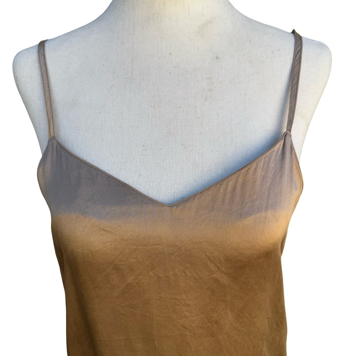Andrea Jovine Vintage 90s Y2K Womens Bronze Gold Ombre Silk Camisole Tank Top 6