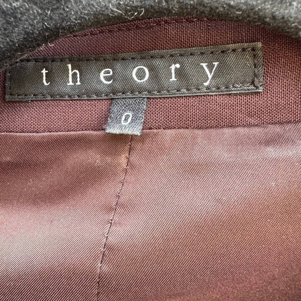 Theory Quiet Luxury Minimalist Old Money Wool Blend Tailored Blazer Brown Women