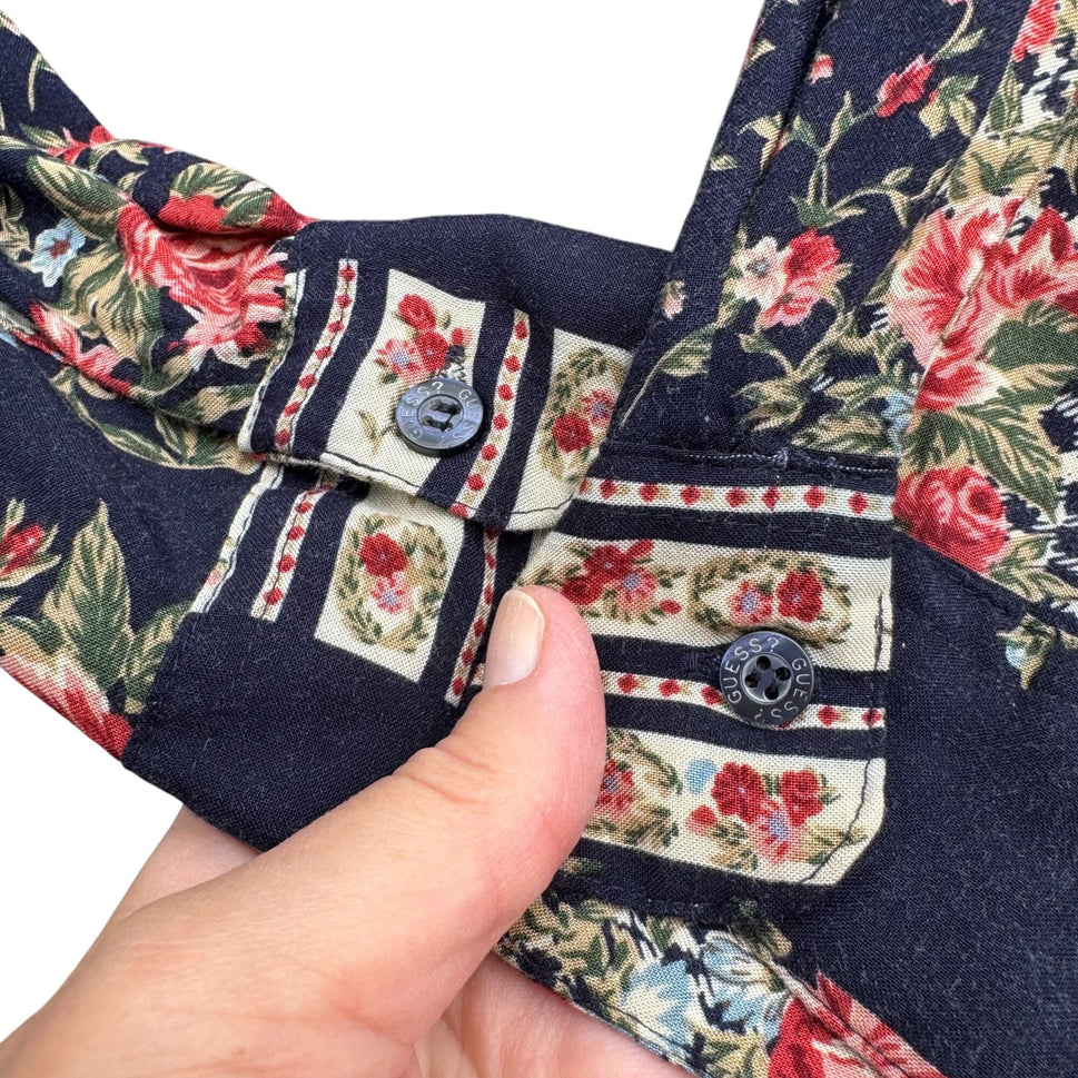 Guess By Georges Marciano Vintage Floral Patchwork Oversized Button-Up Shirt S