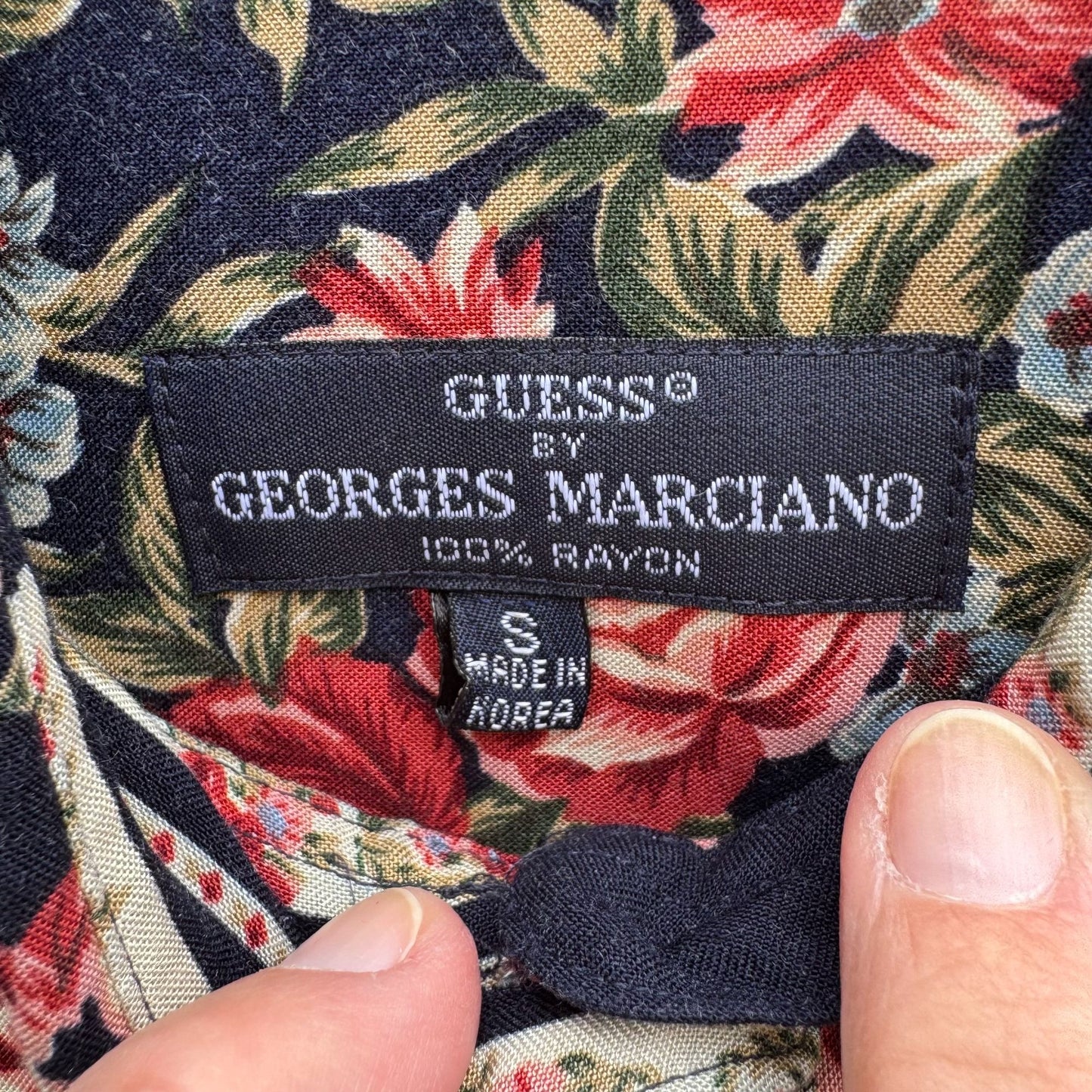 Guess By Georges Marciano Vintage Floral Patchwork Oversized Button-Up Shirt S